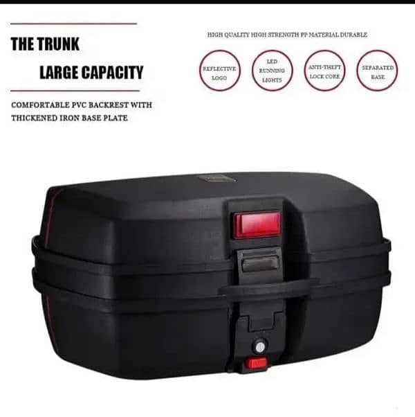 Universal Motorbike Tail/Top Box - Top Lock Storage Carrier Case 0