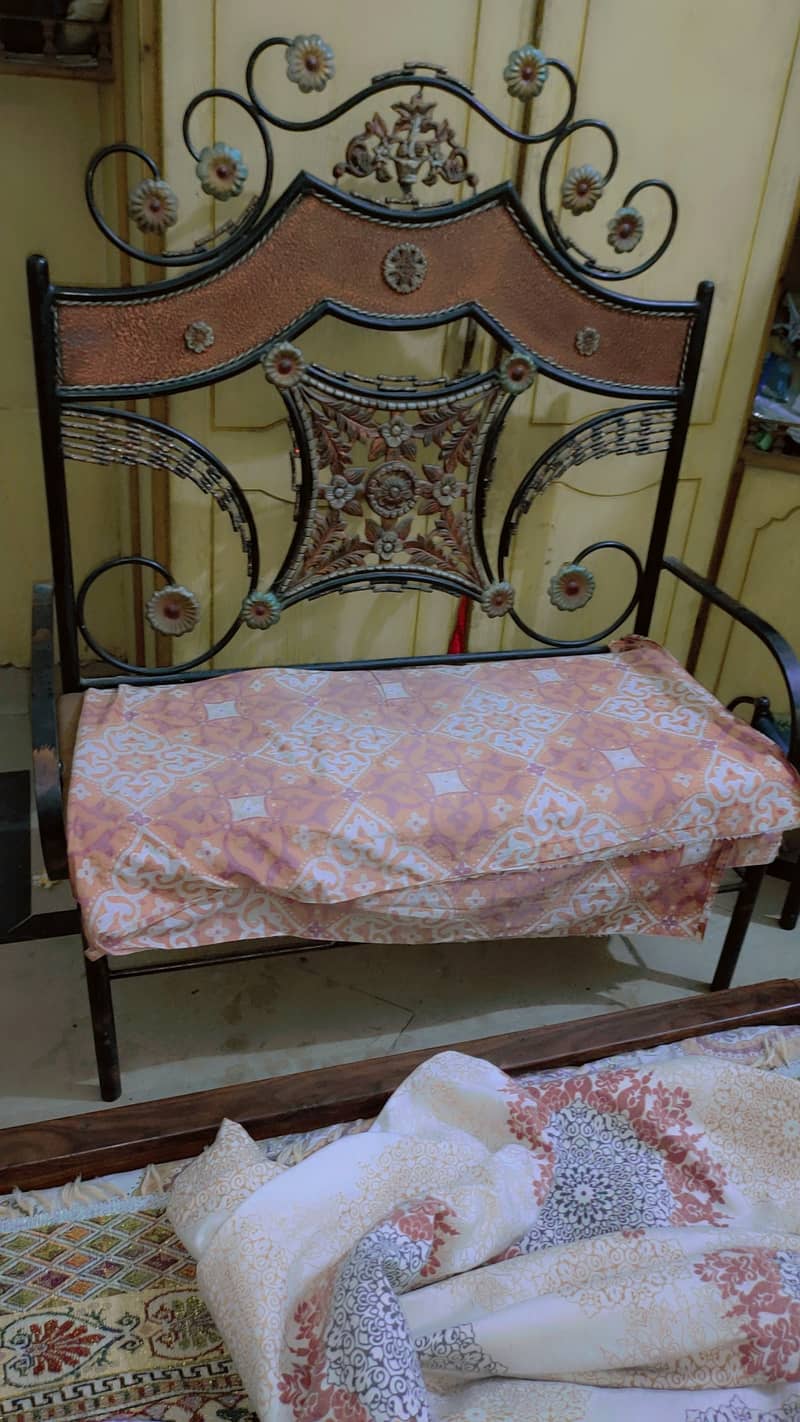 bed dressing, wooden dewaan and center table and iron dewan 10