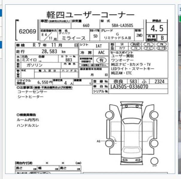 Daihatsu Mira 2022 G top of the line fresh clear Grade 4.5 2