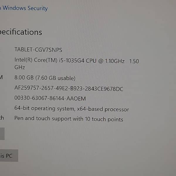 Microsoft Surface pro 7 10th Generation Touch Screen display 5