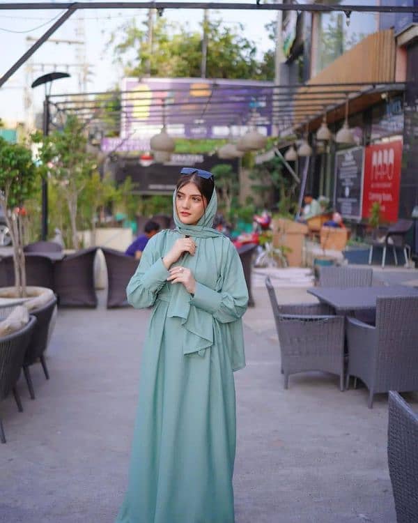 Elegant Turquoise Georgette Classic Abaya- 1Pcs 2