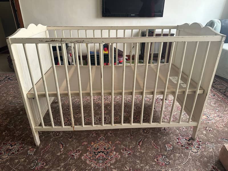 Ikea used baby cot / crib / bed along with foam for sale in Islamabad 1