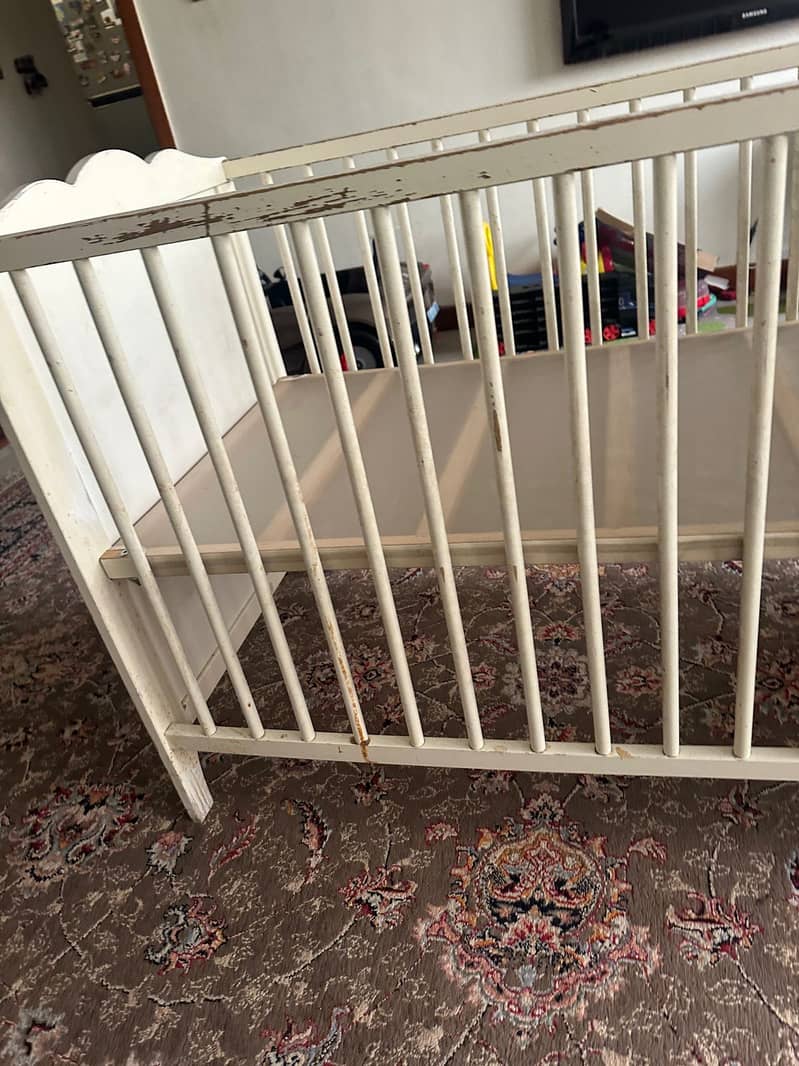 Ikea used baby cot / crib / bed along with foam for sale in Islamabad 2