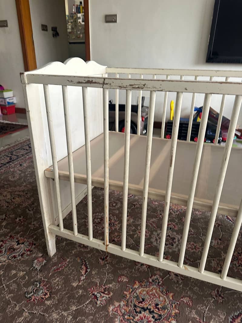 Ikea used baby cot / crib / bed along with foam for sale in Islamabad 3