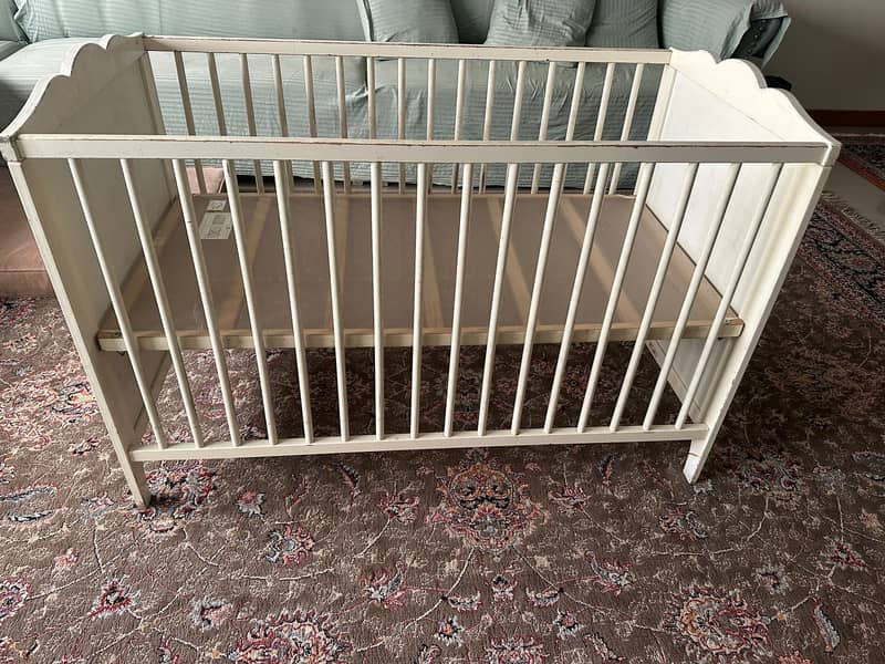 Ikea used baby cot / crib / bed along with foam for sale in Islamabad 6