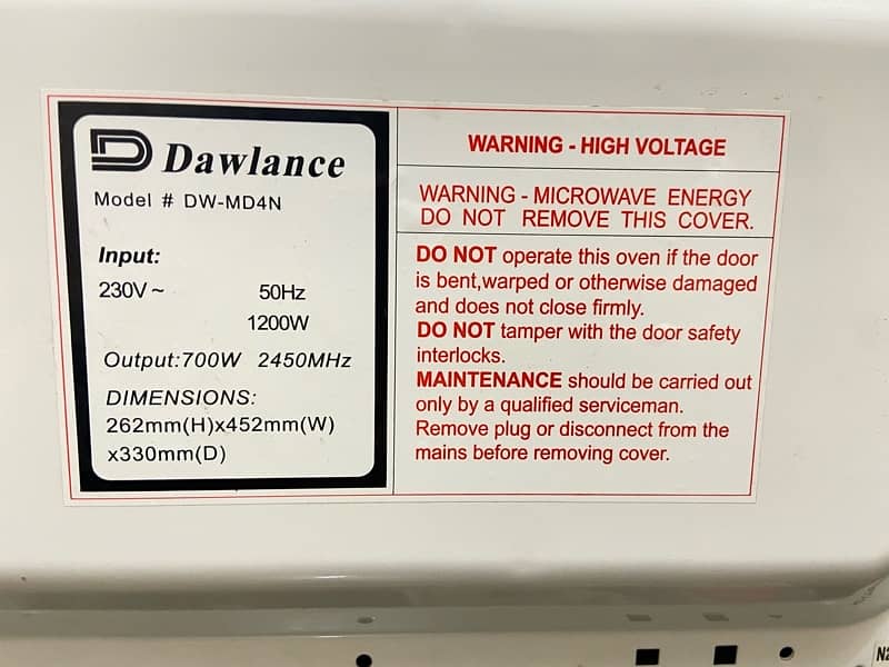 Dawlance Heating Microwave Oven 7