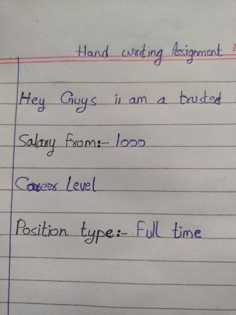 I Will hand written assignment job 1