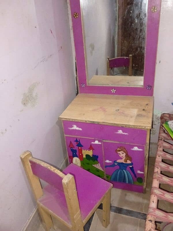 wooden wardrobe and chair for sale 1