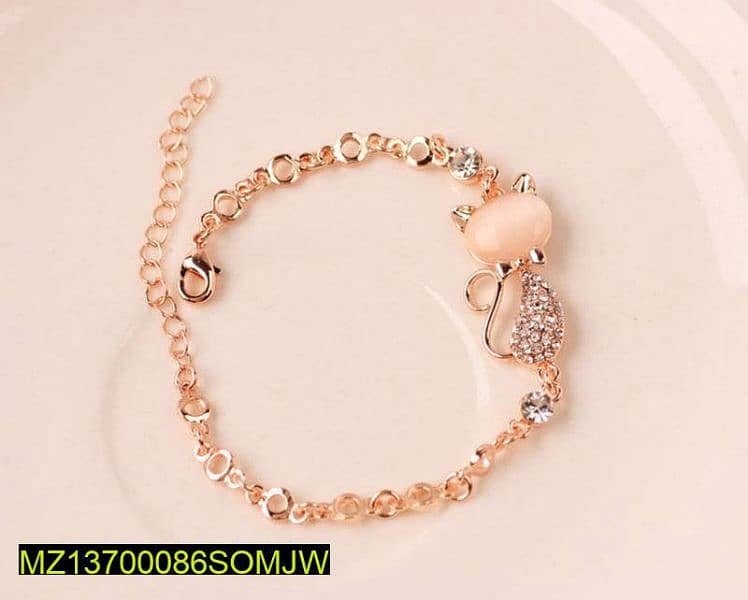 Alloy Rose Gold Plated Opal Cat Bracelet 1