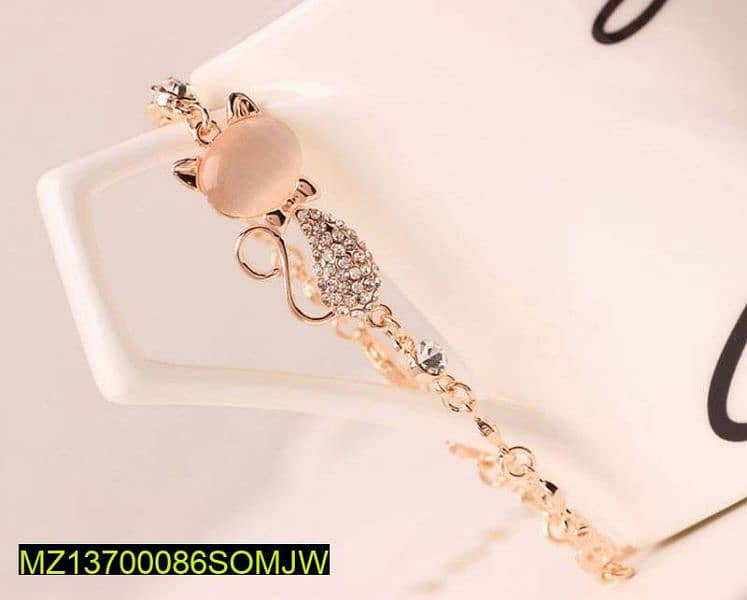 Alloy Rose Gold Plated Opal Cat Bracelet 2