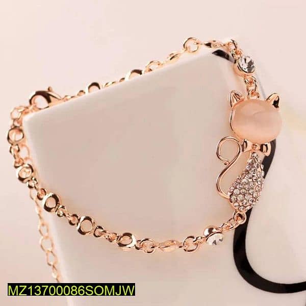 Alloy Rose Gold Plated Opal Cat Bracelet 3