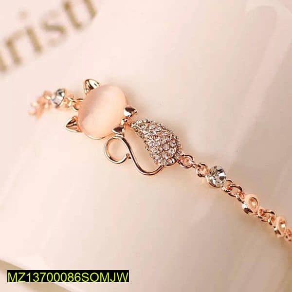 Alloy Rose Gold Plated Opal Cat Bracelet 4