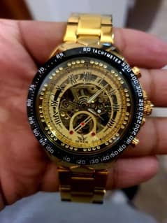 automatic watch for men golden bracelet with golden dial