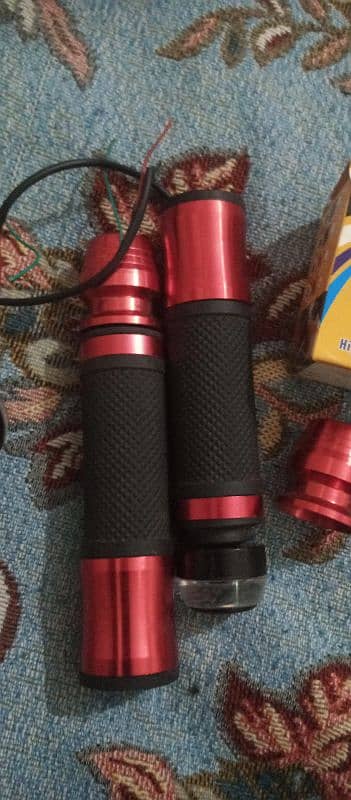 Bike fancy metal handle grip for sale with led light included 3