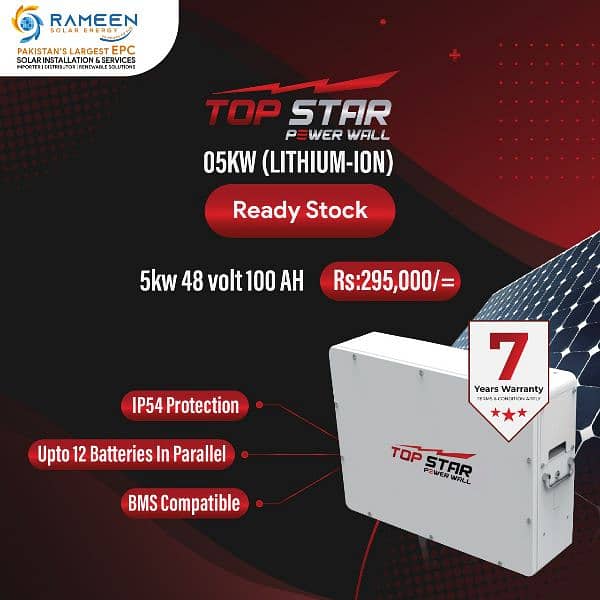 Topstar 5kw Lithium Ion battery Solar Batteries In Karachi on discount 0