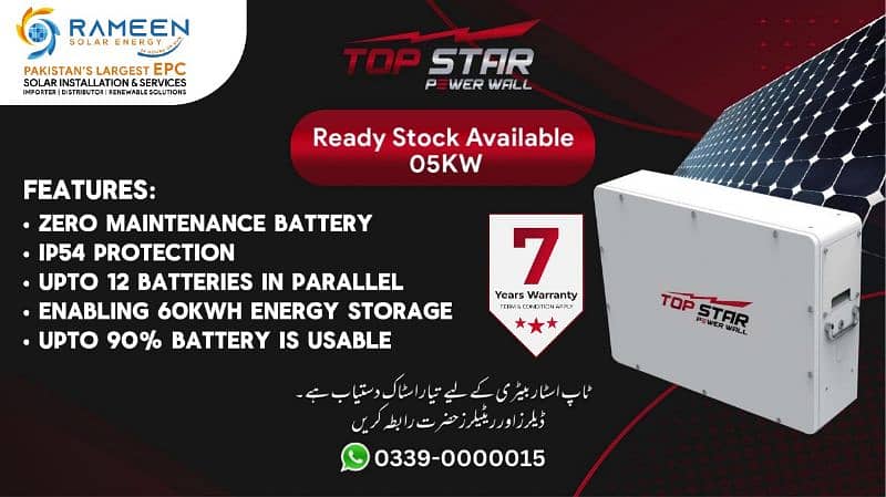 Topstar 5kw Lithium Ion battery Solar Batteries In Karachi on discount 1