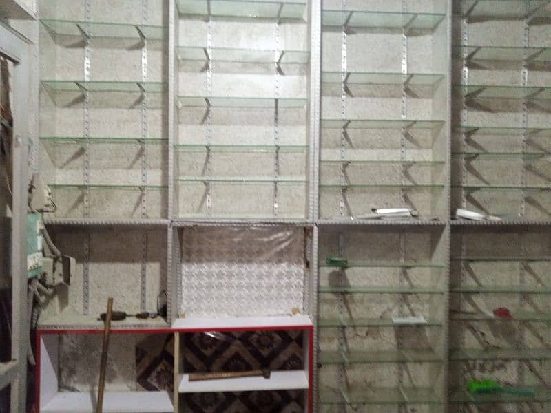 shop celling & Racking for sell glass and wood 2