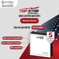 Topstar 5kw Lithium Ion battery Solar Batteries In karachi on discount