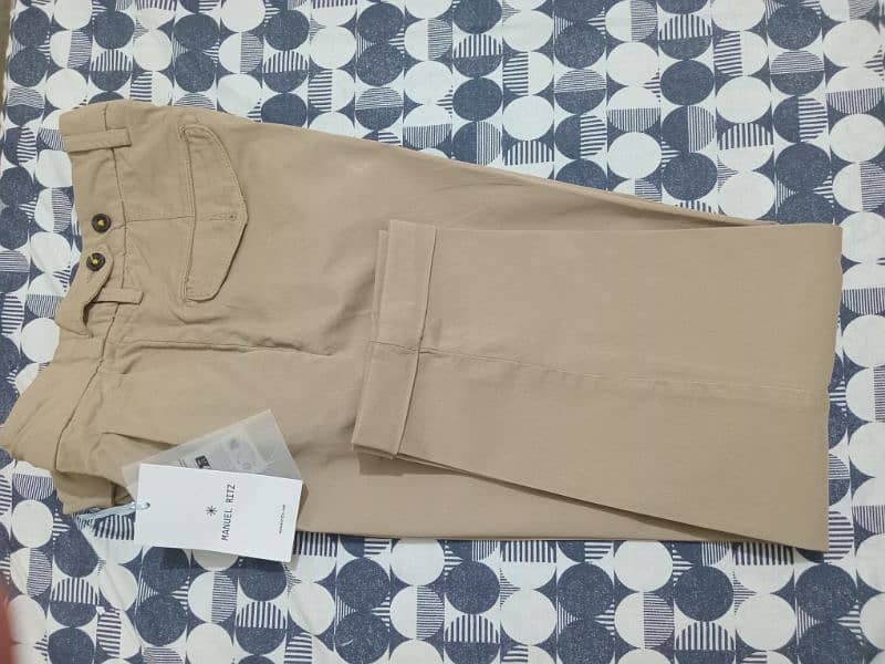 MANUEL RITZ ( KHAKI COLOUR ]flat_front trouser 2