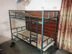 Iron Double Bed with Wooden Plates in Good Quality and Condition