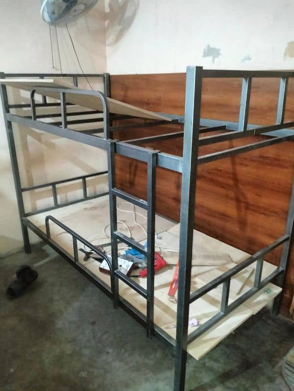 Iron Double Bed with Wooden Plates in Good Quality and Condition 1