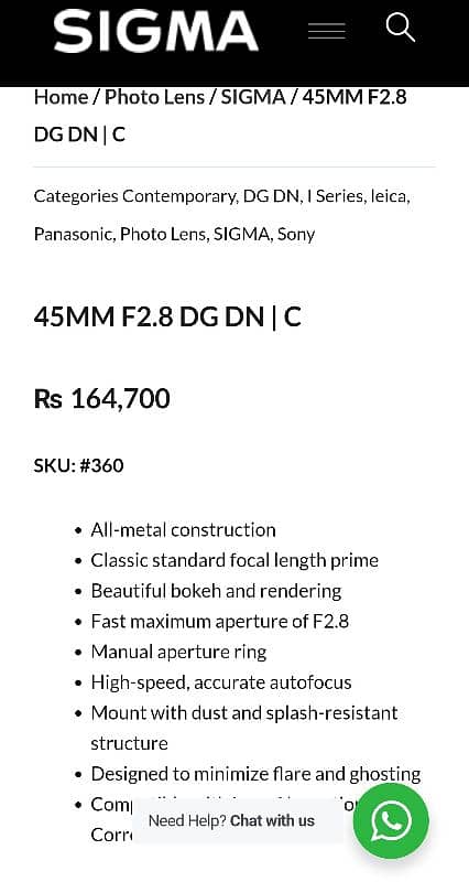 sigma 45mm f2.8 L Mount lens 5