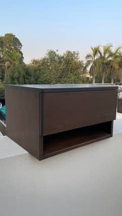 Curved and Veneer polished Side Tables with Velvet padded drawers