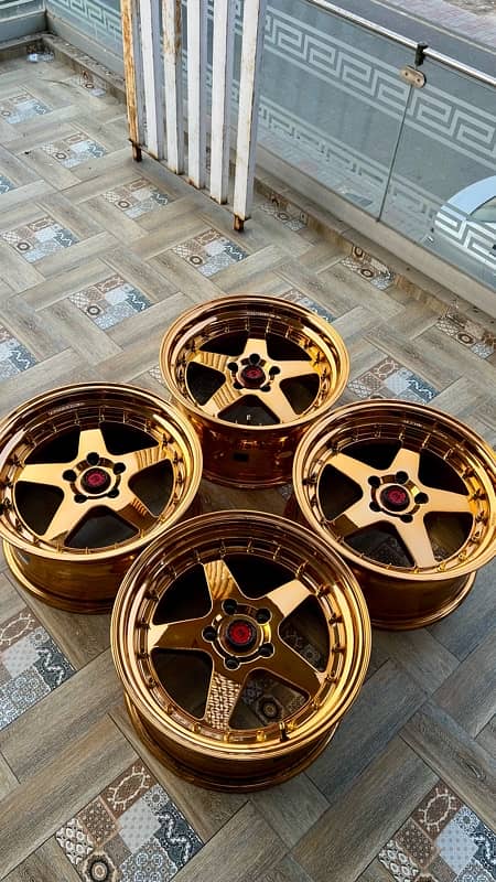 Rotiform Deep Dish Gold Chrome Rim Alloys 114 PCD 3