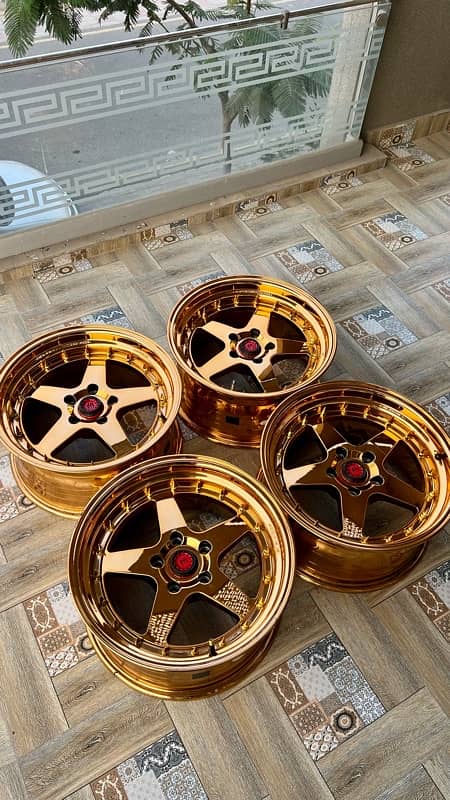 Rotiform Deep Dish Gold Chrome Rim Alloys 114 PCD 4