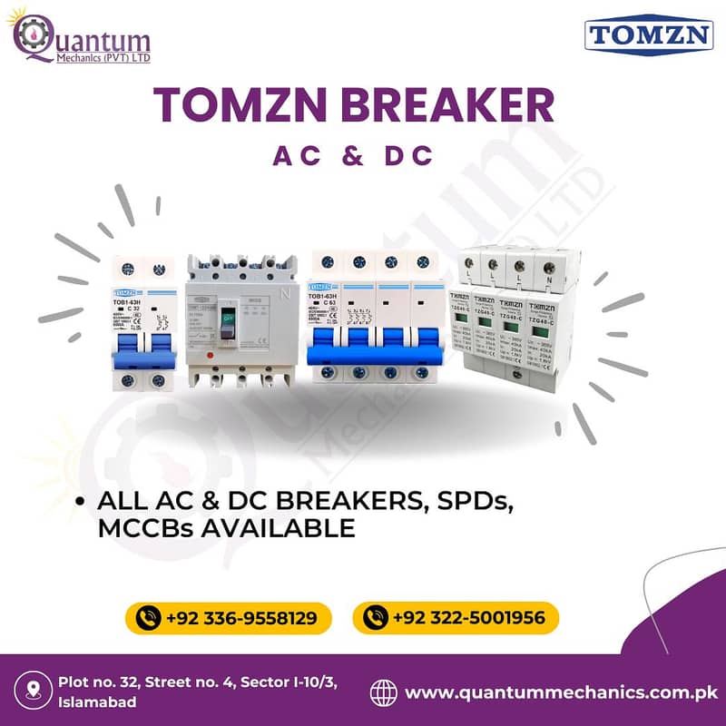 Tomzn AC DC Breaker SPD MCB MCCB complete range 0