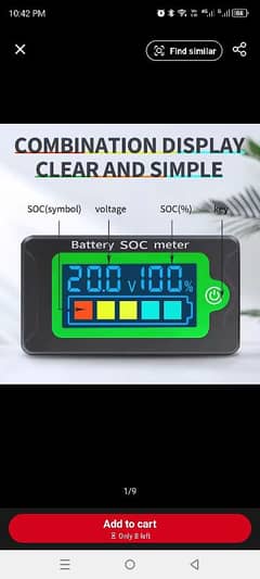 SOC Meter Battery Capacity Indicator car DC Voltmeter 8-100V Lead Ac