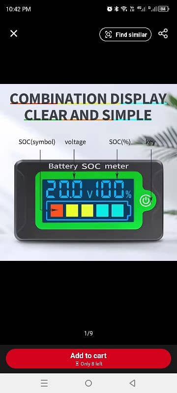 SOC Meter Battery Capacity Indicator car DC Voltmeter 8-100V Lead Ac 0