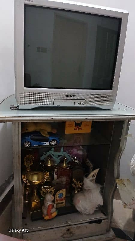 sony tv 21 inch and troly for sale 2