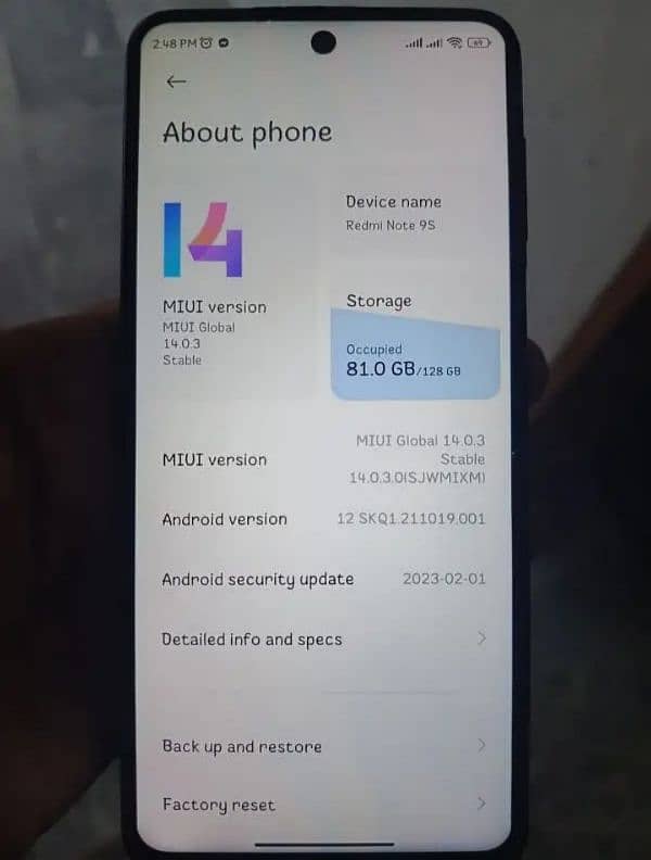 Redmi Note 9s 6/128 Urgent Sale Good Condition 6