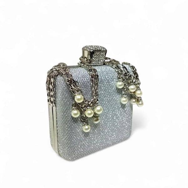 woman fancy clutch for brides and function use with chain and pearl 0