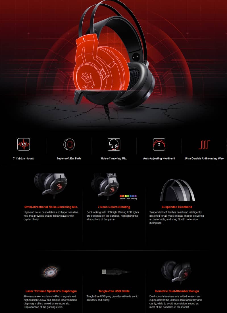 Bloody G437 Glare Virtual 7.1 USB Gaming Headset 1