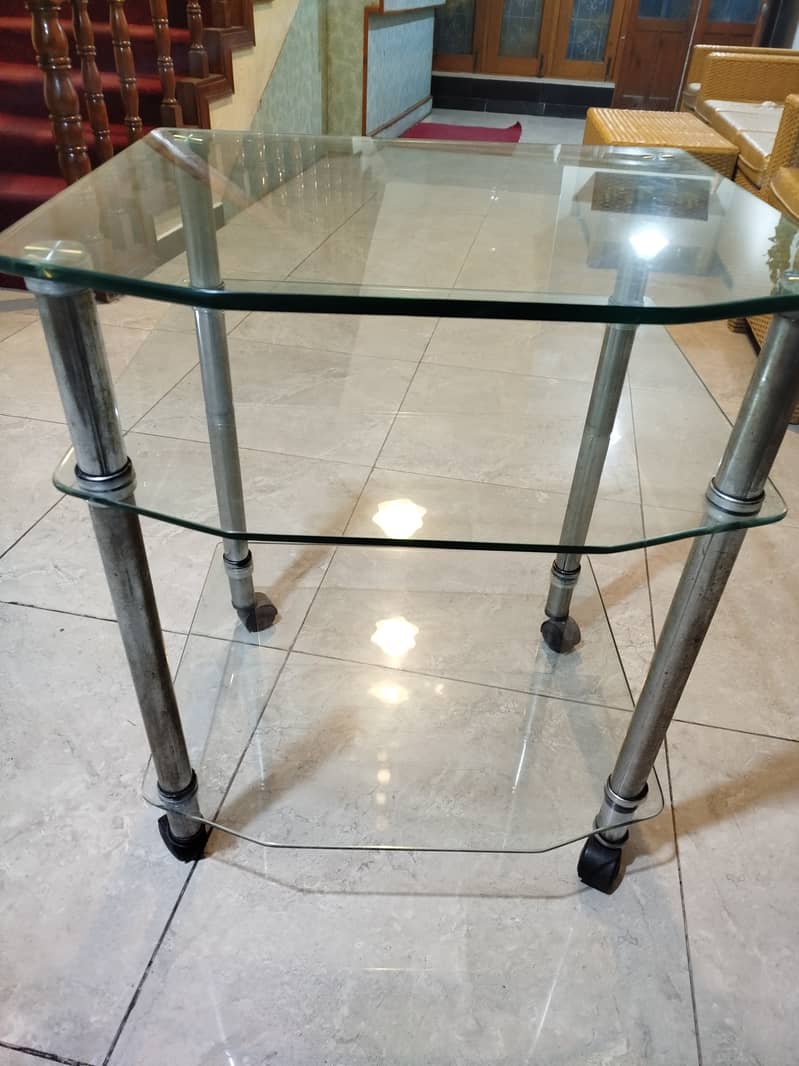 TV Trolley 12mm glass 3 shelf 0