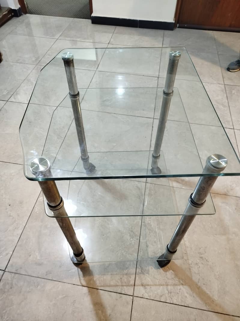 TV Trolley 12mm glass 3 shelf 1