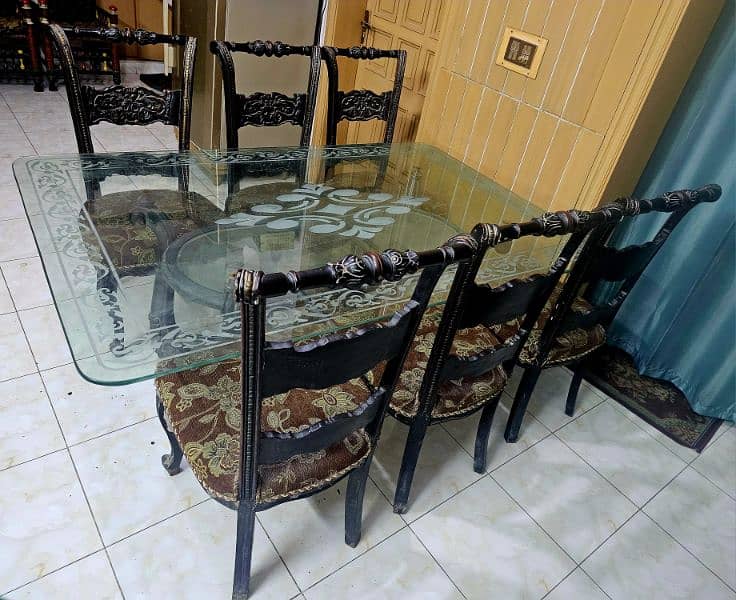 Dining table chinioti-6 chairs, solid wood, less used, all genuine 3