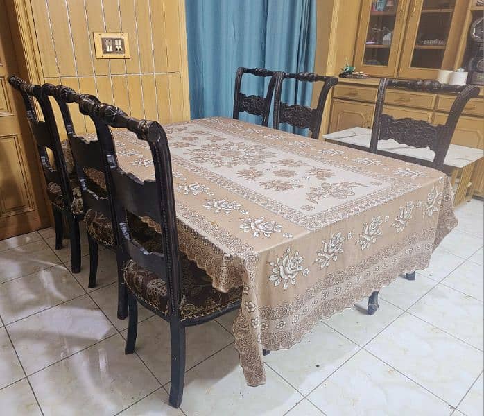 Dining table chinioti-6 chairs, solid wood, less used, all genuine 5