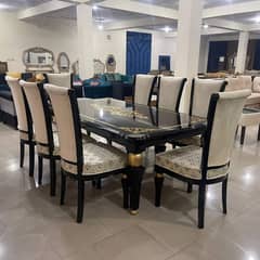 Dining Table//Wooden Dining Table//Luxury Dining//Glass Top Dining