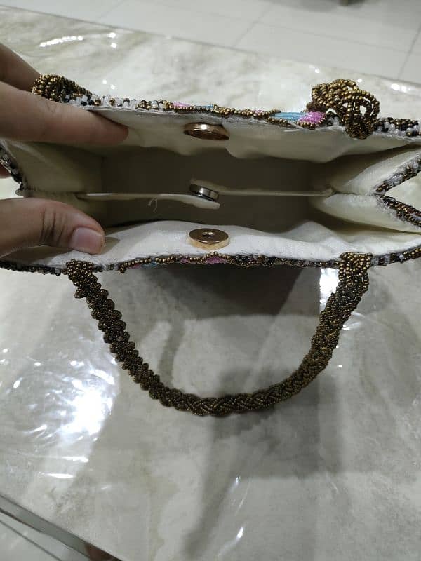 New Handmade Bag with beads, crystal and cut work. 100% new + handmade 1