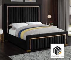 King Size Bed in Turkish Style in jet black with brass work