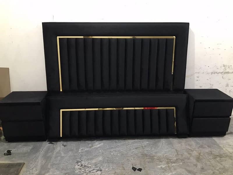 King Size Bed in Turkish Style in jet black with brass work 1