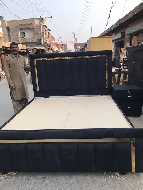 King Size Bed in Turkish Style in jet black with brass work 3