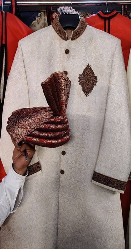 Sherwani with kulla & khussa, Wedding Wear, Groom Dress for Baraat 1