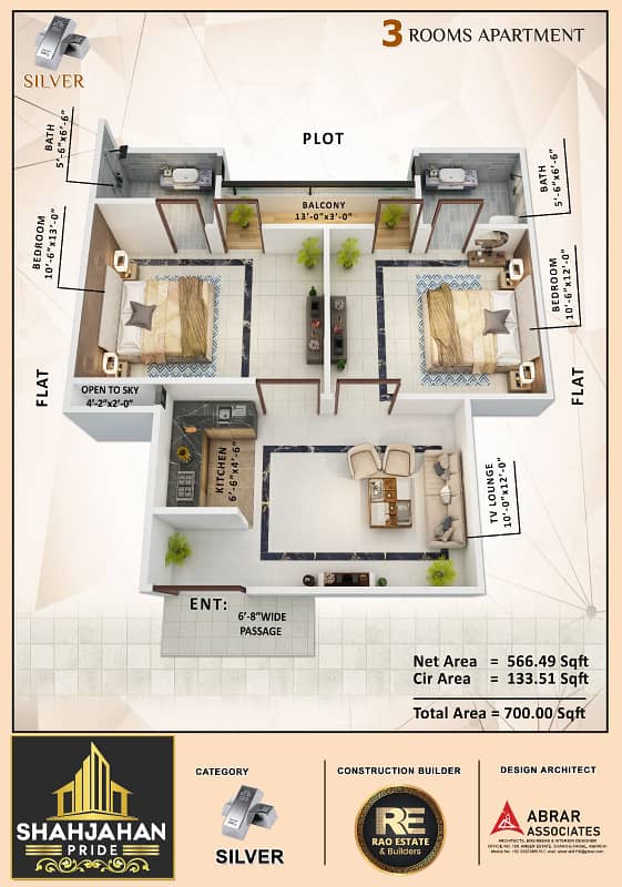 3 Rooms Apartments *Shahjahan Pride* for sale in Falaknaz Dreams most prime location 2