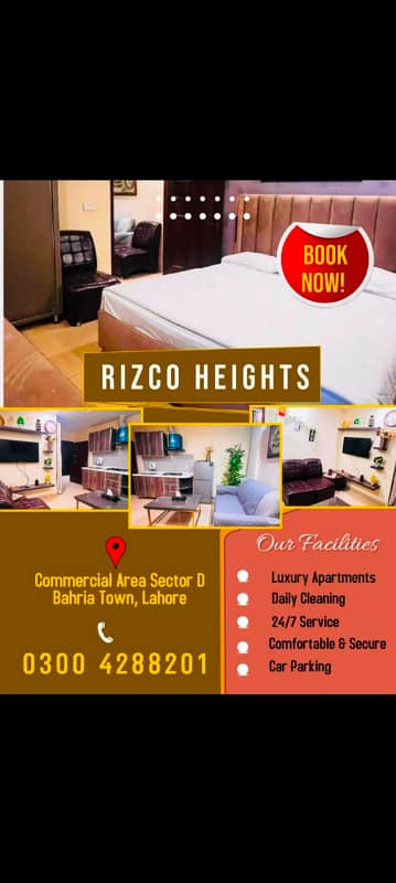 1 bedroom apartment for rent on daily basis in bahria town lahore 14