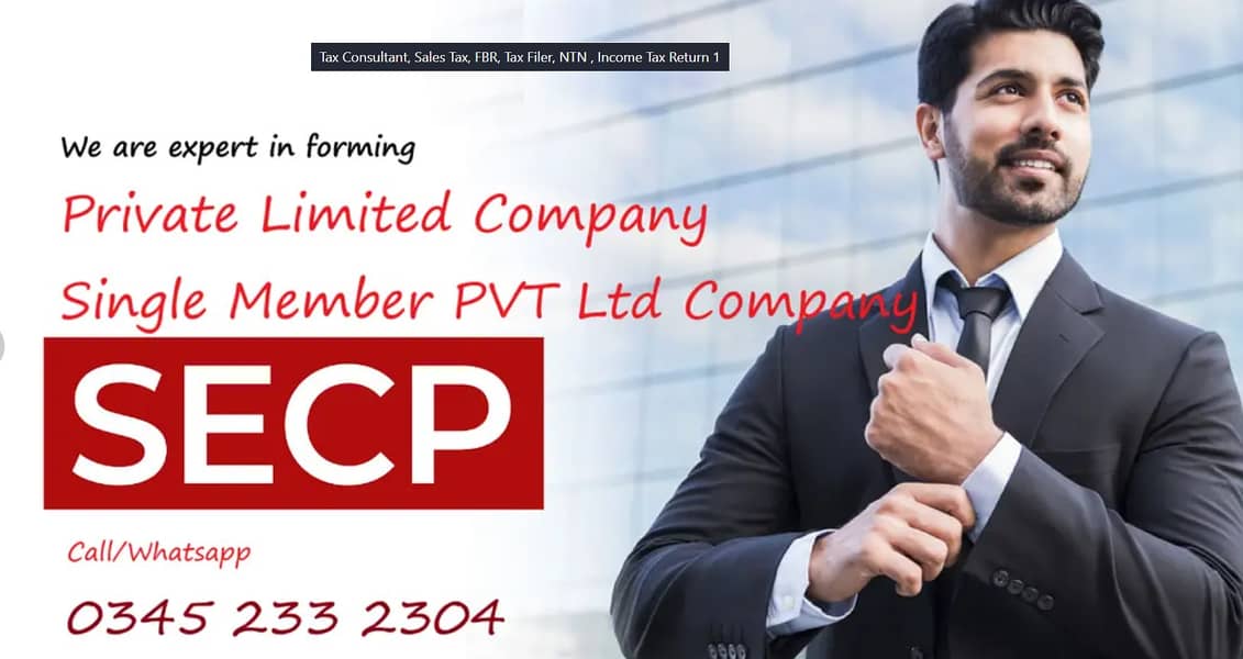 Company Registration, SECP, Private Ltd, NTN, Filer FBR, Returns 1