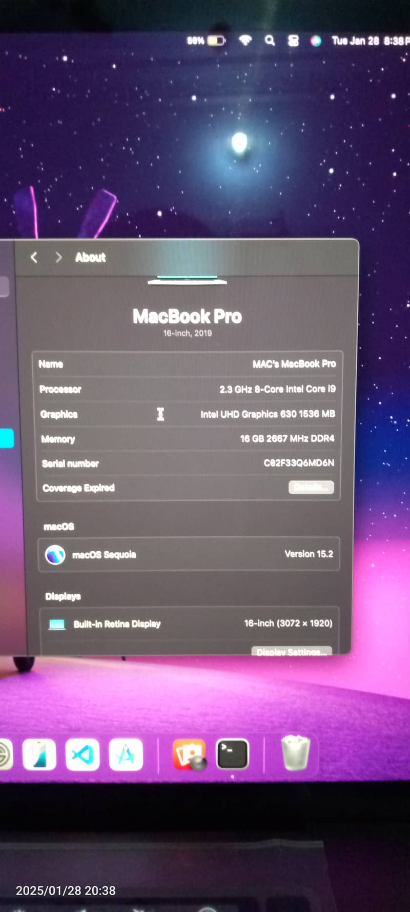 MacBook pro 2019 i9 1